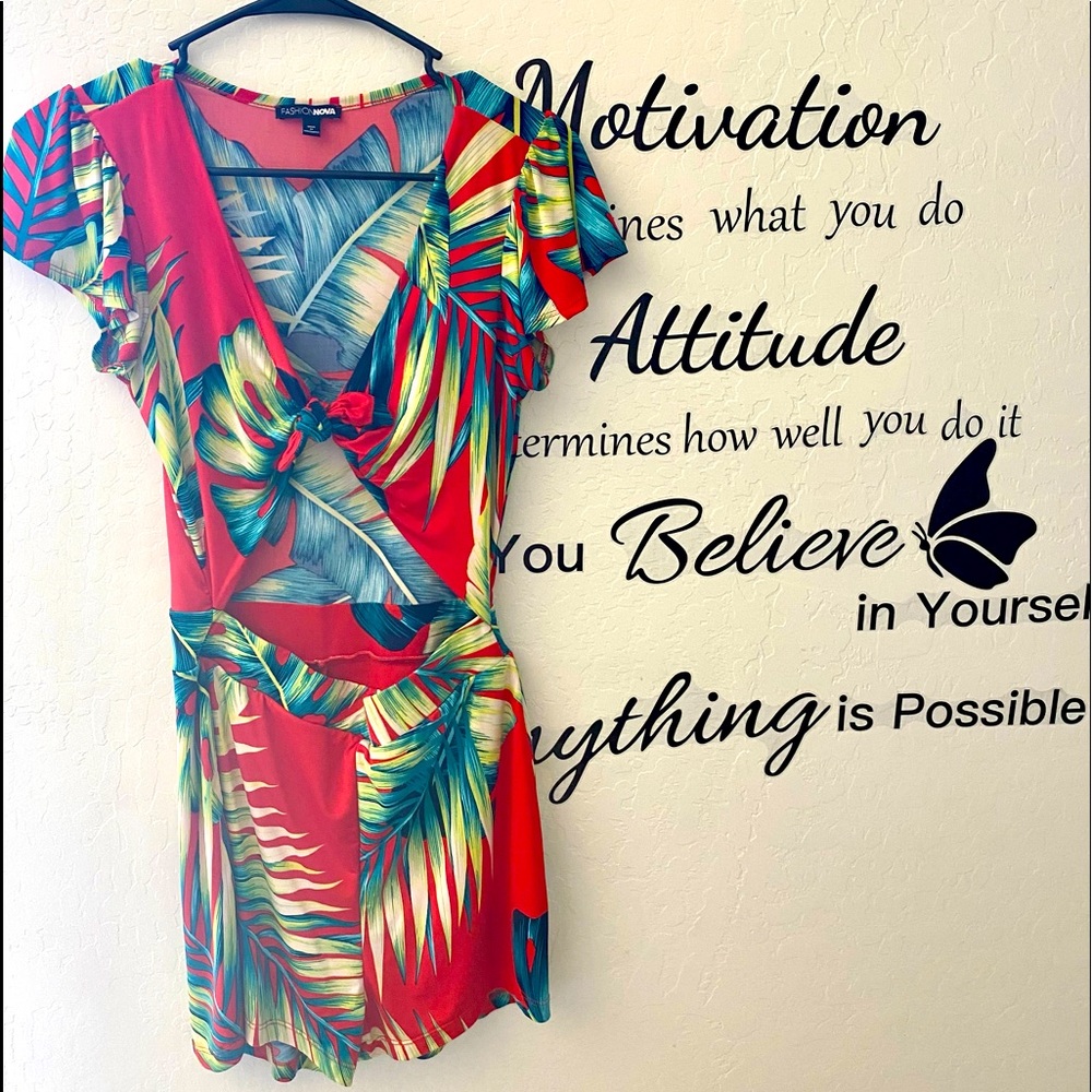 Fashion Nova Waist No Time Tropical Romper